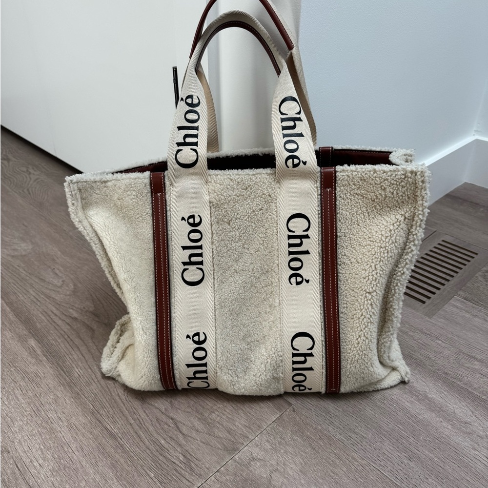 Chloe off white large woody tote - Shearling